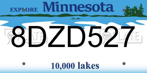 8DZD527 Minnesota License Plate