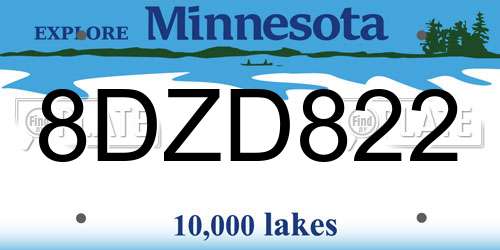 8DZD822 Minnesota License Plate