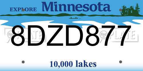 8DZD877 Minnesota License Plate