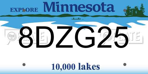 8DZG25 Minnesota License Plate