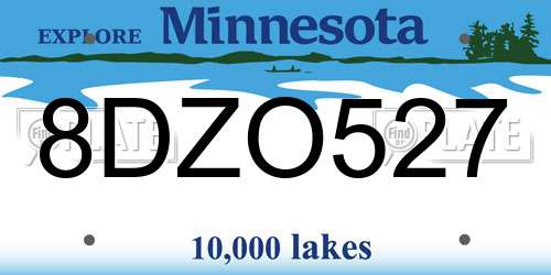 8DZO527 Minnesota License Plate