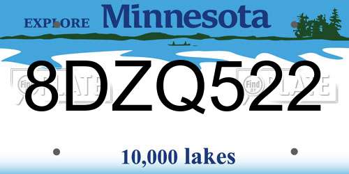 8DZQ522 Minnesota License Plate