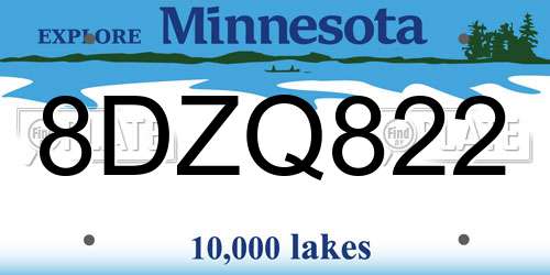 8DZQ822 Minnesota License Plate