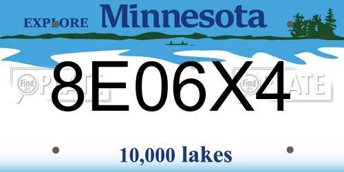 8E06X4 Minnesota License Plate