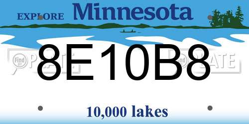 8E10B8 Minnesota License Plate