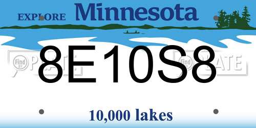 8E10S8 Minnesota License Plate