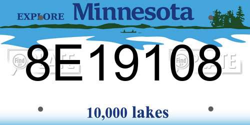 8E19108 Minnesota License Plate