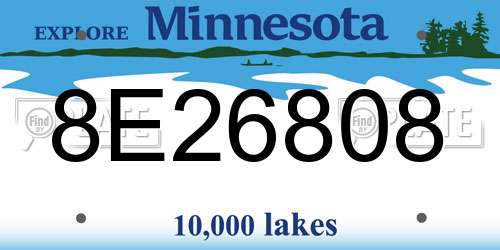8E26808 Minnesota License Plate