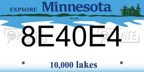 8E40E4 Minnesota License Plate