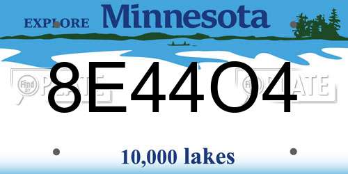 8E44O4 Minnesota License Plate