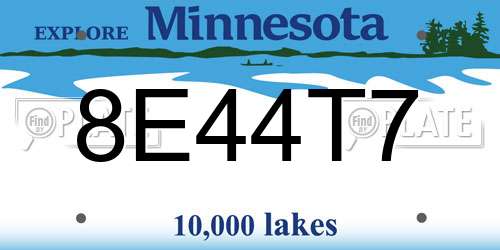 8E44T7 Minnesota License Plate