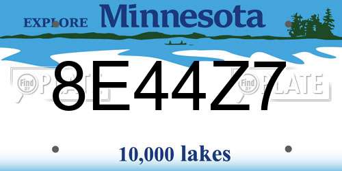 8E44Z7 Minnesota License Plate