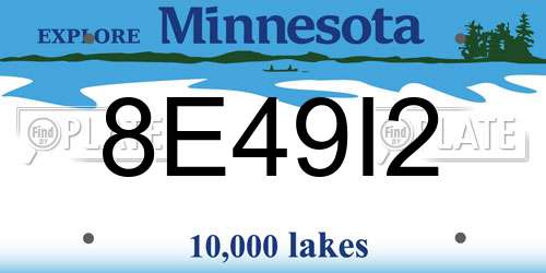 8E49I2 Minnesota License Plate