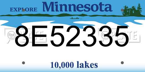 8E52335 Minnesota License Plate