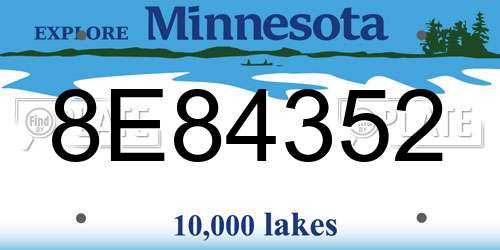 8E84352 Minnesota License Plate