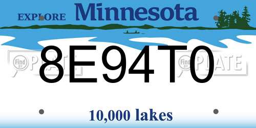 8E94T0 Minnesota License Plate