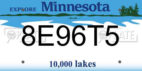 8E96T5 Minnesota License Plate