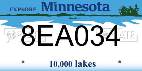 8EA034 Minnesota License Plate