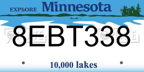 8EBT338 Minnesota License Plate