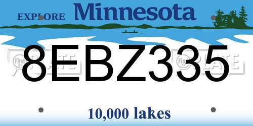 8EBZ335 Minnesota License Plate
