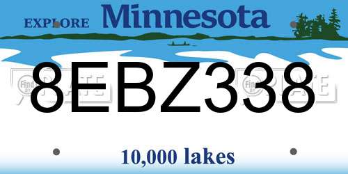 8EBZ338 Minnesota License Plate