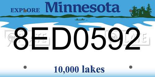 8ED0592 Minnesota License Plate