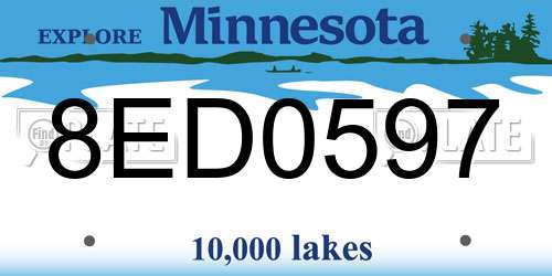 8ED0597 Minnesota License Plate