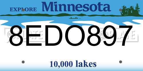 8EDO897 Minnesota License Plate