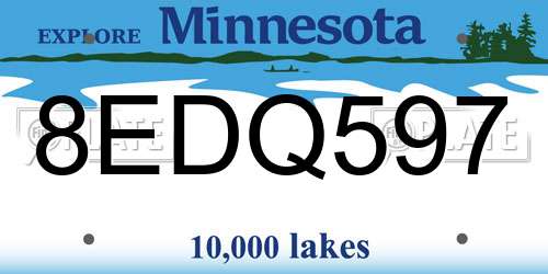 8EDQ597 Minnesota License Plate