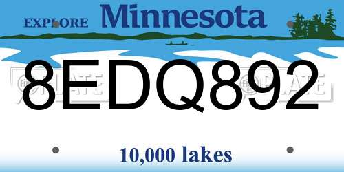 8EDQ892 Minnesota License Plate