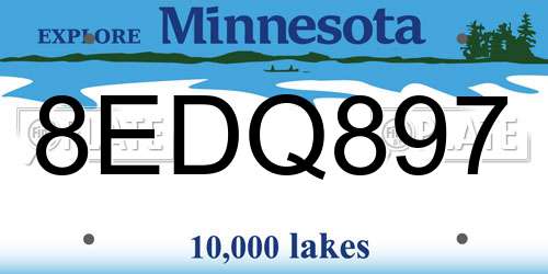 8EDQ897 Minnesota License Plate