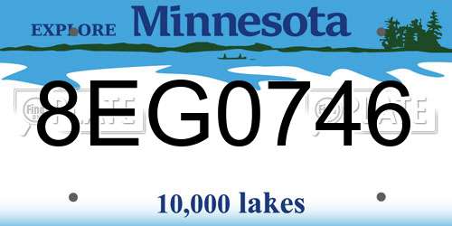 8EG0746 Minnesota License Plate