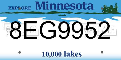 8EG9952 Minnesota License Plate