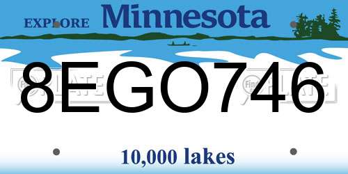 8EGO746 Minnesota License Plate