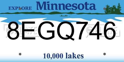 8EGQ746 Minnesota License Plate