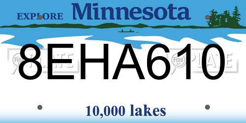 8EHA610 Minnesota License Plate