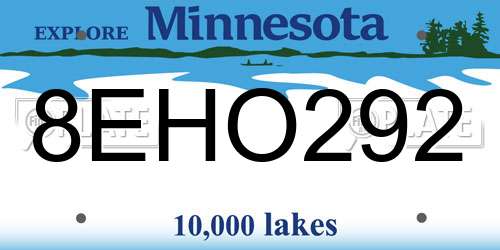 8EHO292 Minnesota License Plate