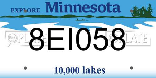 8EI058 Minnesota License Plate