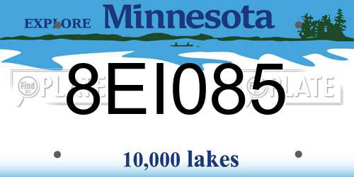 8EI085 Minnesota License Plate