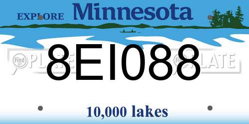 8EI088 Minnesota License Plate