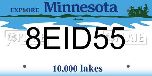 8EID55 Minnesota License Plate