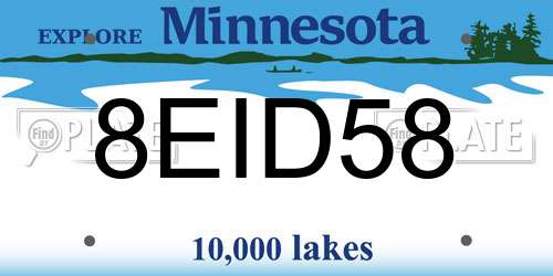 8EID58 Minnesota License Plate