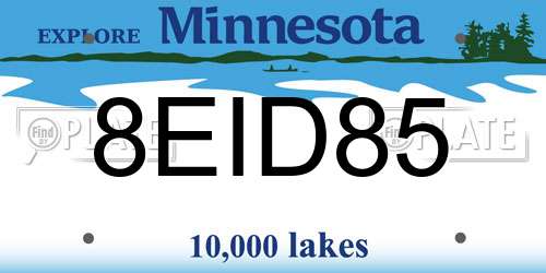 8EID85 Minnesota License Plate