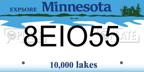 8EIO55 Minnesota License Plate