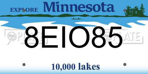 8EIO85 Minnesota License Plate