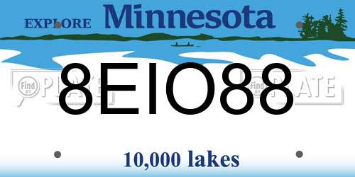8EIO88 Minnesota License Plate