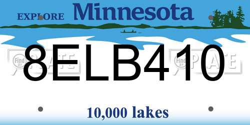 8ELB410 Minnesota License Plate