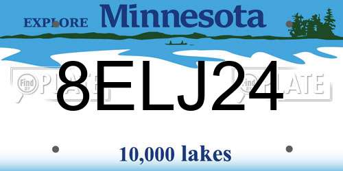 8ELJ24 Minnesota License Plate