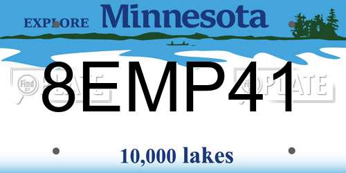 8EMP41 Minnesota License Plate
