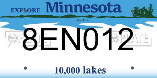 8EN012 Minnesota License Plate